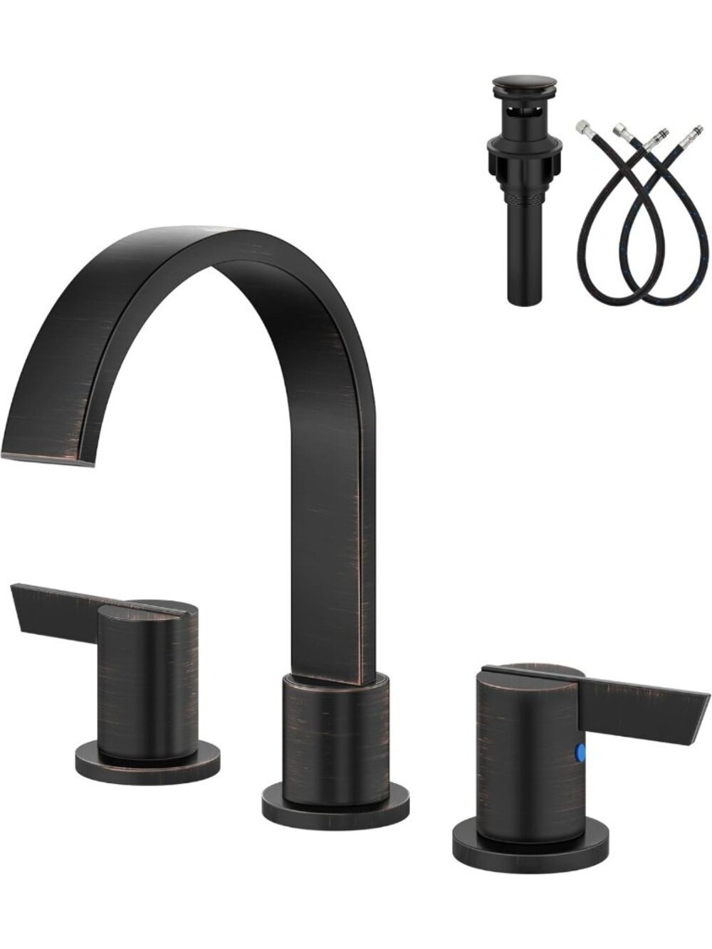 Bronze Widespread 3-Hole Bathroom Faucet - 8” Vanity Sink Fixture, Modern Design